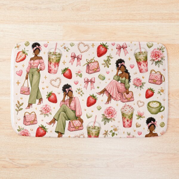 Item preview, Strawberry Matcha Seamless Pattern designed and sold by K3DreamKreations .