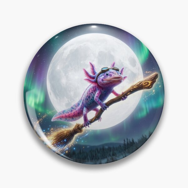 Item preview, Axolotl Rides Her Magic Broom designed and sold by Tridentulus.