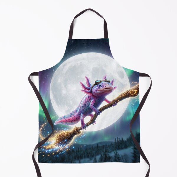 Item preview, Axolotl Rides Her Magic Broom designed and sold by Tridentulus.