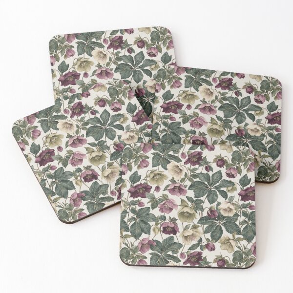 Item preview, Hellebore Winter Rose Watercolor Botanical Seamless Pattern designed and sold by Inkworksbyshery.