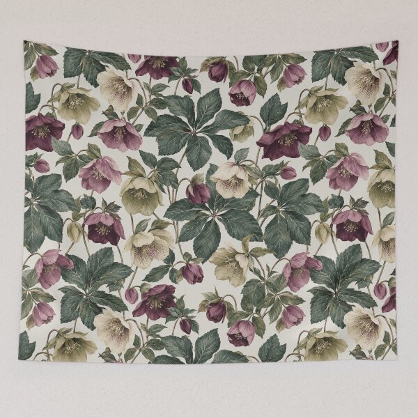 Item preview, Hellebore Winter Rose Watercolor Botanical Seamless Pattern designed and sold by Inkworksbyshery.