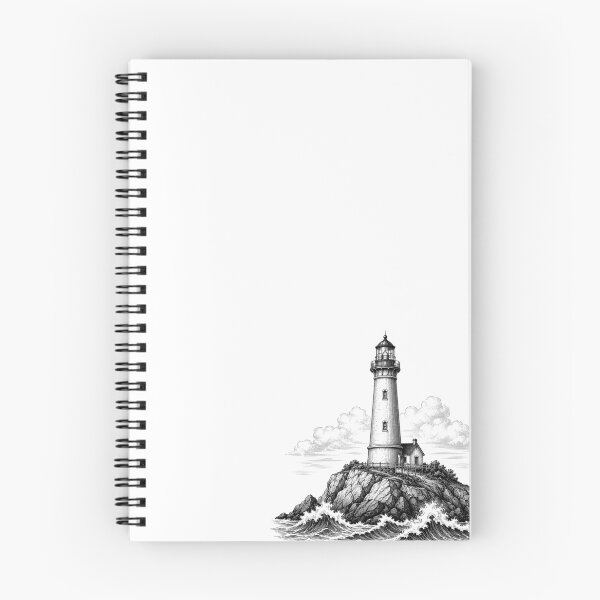 Item preview, Vintage Nautical Lighthouse Ocean Waves Black and White Art designed and sold by HarborMade.