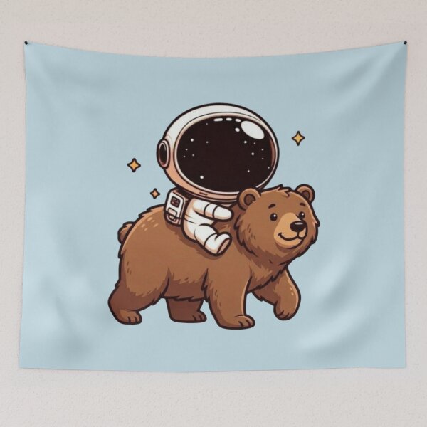 Item preview, Cute Astronaut Riding Cartoon Bear Space Adventure designed and sold by NosandEdgy.