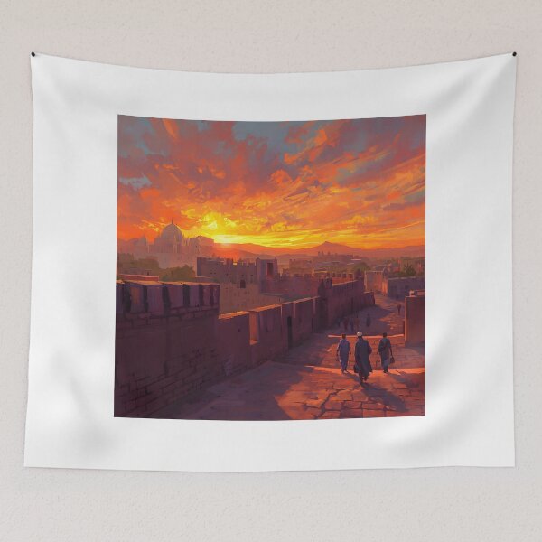 Aperçu de l'œuvre Les remparts de la vieille ville de Kano au coucher du soleil créée et vendue par SavannaCanvas.