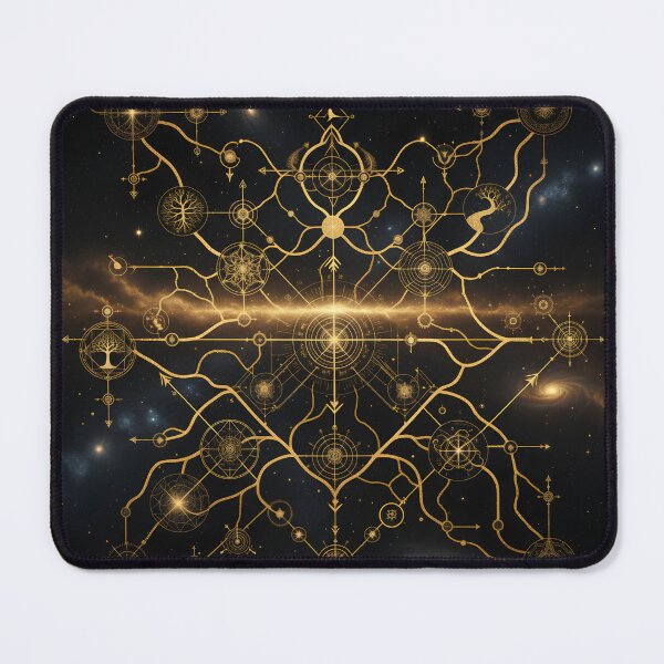 Item preview, Golden pathways weaving through a star-filled universe designed and sold by Astravane Collective Co..