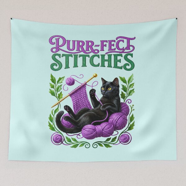 Item preview, Purr-fect Stitches Cat Knitting Craft designed and sold by TeeARTHY.
