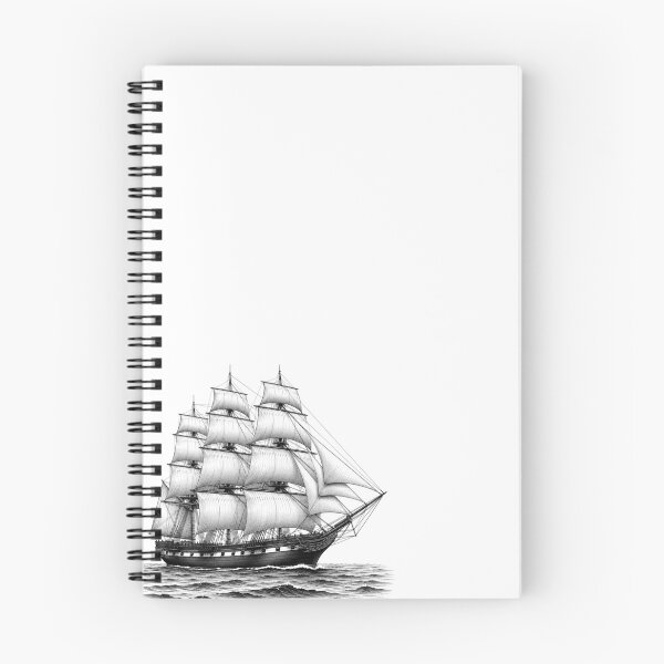 Item preview, Vintage Sailing Ship Full Sail Ocean Waves Black and White Art designed and sold by HarborMade.