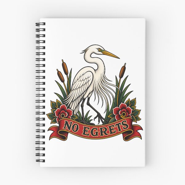 Item preview, No Egrets Funny Birder Gift for Her Sarcastic Bird Humor Nature Lover Tattoo Flash designed and sold by ChaosThreadsCo.