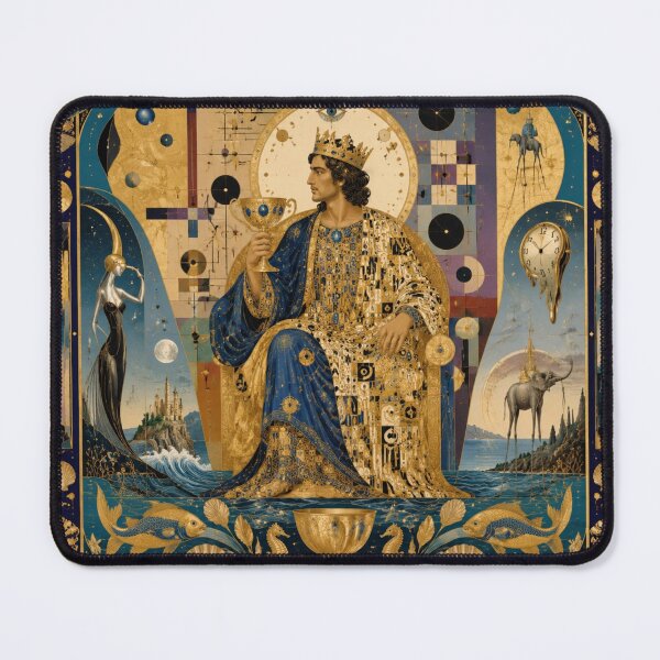 Item preview, The King of Cups - Ruler of the Depths | Surrealist Tarot Gold designed and sold by Natalia-Vlad.