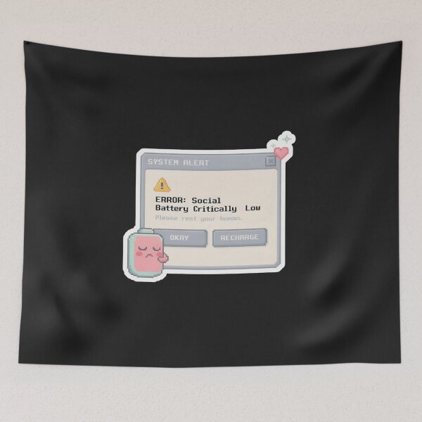 Item preview, ERROR: Social Battery Critically Low – Retro Windows 98 Pop‑Up Sticker designed and sold by Youpiworld.
