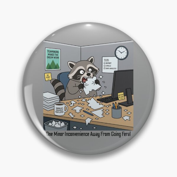 Item preview, One Minor Inconvenience Away From Going Feral Raccoon – Funny Office Burnout Meme designed and sold by Cheonsa.