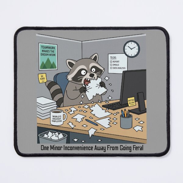 Item preview, One Minor Inconvenience Away From Going Feral Raccoon – Funny Office Burnout Meme designed and sold by Cheonsa.