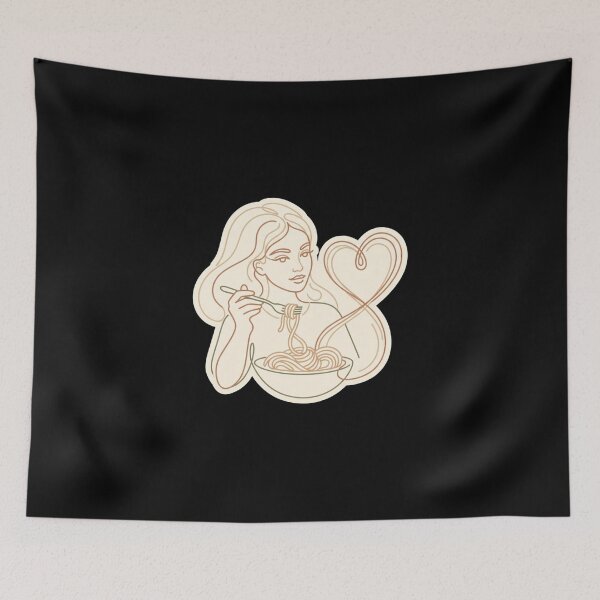 Item preview, Spaghetti Love Gift – Continuous Line Art Woman Illustration, Elegant Modern Drawing, Heart Pasta Design designed and sold by AbanoubStore.