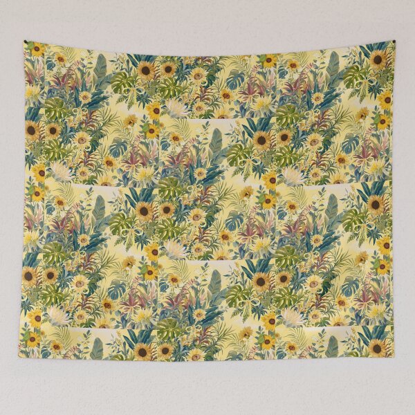 Item preview, Boho Sunflower Tropical Leaves Pattern | Cottagecore Summer Aesthetic designed and sold by Asmaa Abdul-Azim.