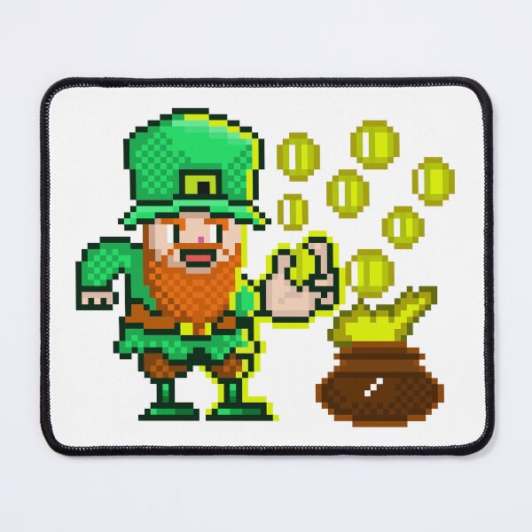 Item preview, Cute Leprechaun Pixel Art With Gold Coins designed and sold by RetroRlx.