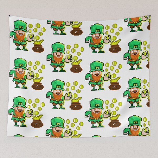 Item preview, Cute Leprechaun Pixel Art With Gold Coins designed and sold by RetroRlx.