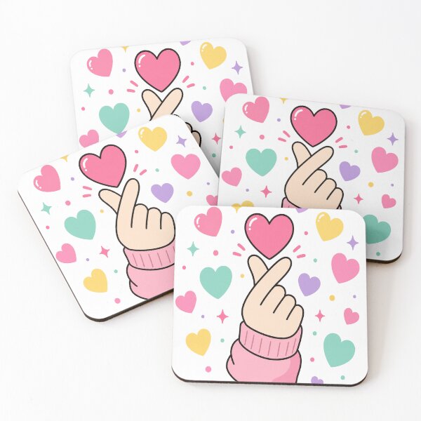 Artikelvorschau, Koreanische Fingerherzen – Niedliche Pastell-Liebeskunst – Kawaii-Herzen als Valentinstagsgeschenk entworfen und verkauft von CozyPaletteShop.
