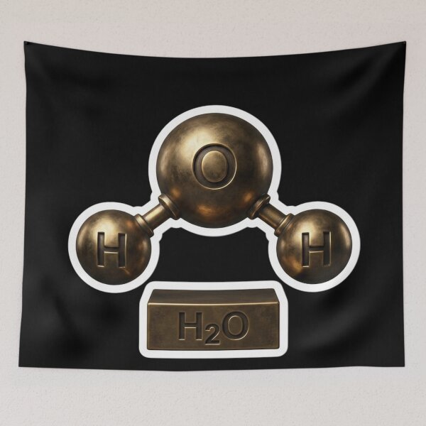 Item preview, H₂O Water Molecule Gold Bronze designed and sold by FASAventuras.