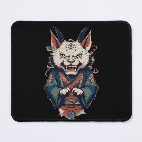 Item preview, Fierce Neo-Japanese Demon Cat - Edgy Ukiyo-e Tattoo Streetwear Art designed and sold by Structure-Blue.