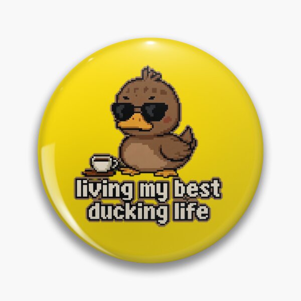 Item preview, LIVING MY BEST DUCKING LIFE - DUCK PIXEL ART designed and sold by BRIGHT BITS BOUTIQUE.