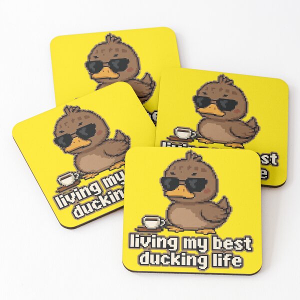 Item preview, LIVING MY BEST DUCKING LIFE - DUCK PIXEL ART designed and sold by BRIGHT BITS BOUTIQUE.