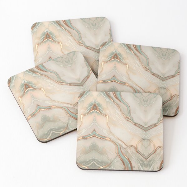 Item preview, Elegant Rose Gold and Mint Marble Fluid Art designed and sold by snoWorkshop.