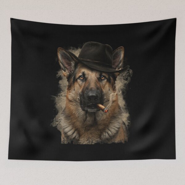 Item preview, German Shepherd Western Graphic Cowboy Dog Smoking designed and sold by Dabbing Turtle Designs.