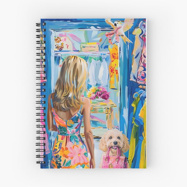 Item preview, Grandmillennial art, preppy closet art and whimsical dog designed and sold by SophieClimaArt.