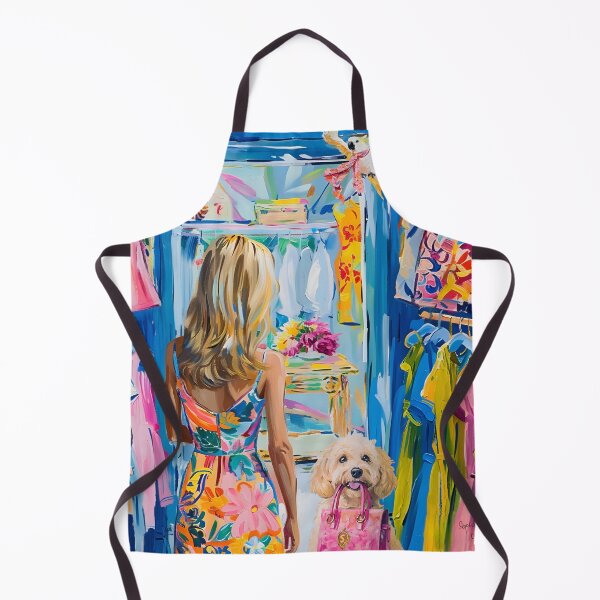 Item preview, Grandmillennial art, preppy closet art and whimsical dog designed and sold by SophieClimaArt.