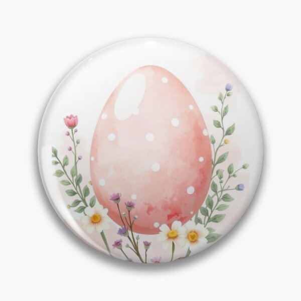 Item preview, Watercolor Pink Easter Egg with Spring Wildflowers designed and sold by Vida e Arte.