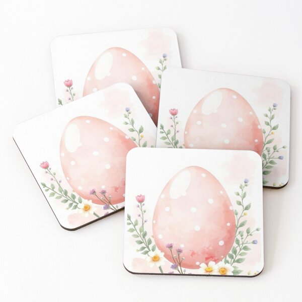 Item preview, Watercolor Pink Easter Egg with Spring Wildflowers designed and sold by Vida e Arte.