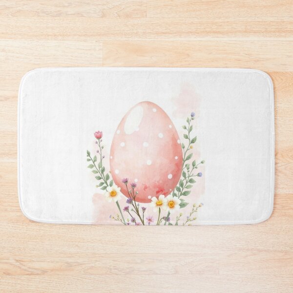 Item preview, Watercolor Pink Easter Egg with Spring Wildflowers designed and sold by Vida e Arte.