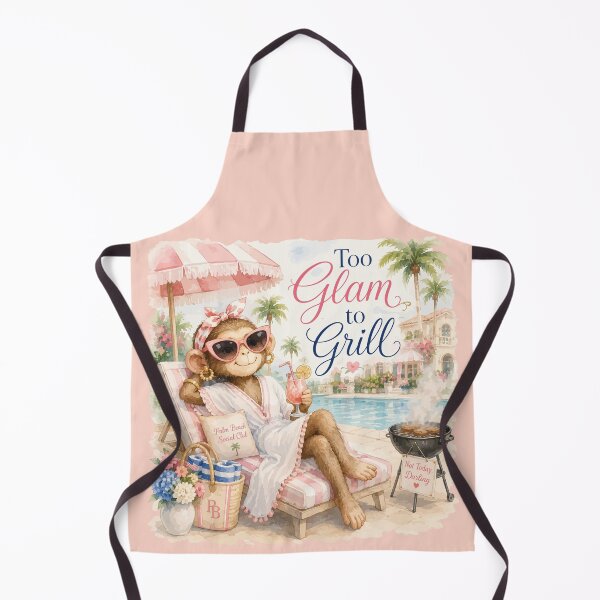 Item preview, Too Glam to Grill™ | Palm Beach Monkey Summer Collection designed and sold by TeelieTurner.