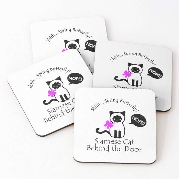 Item preview, Funny Siamese Cat Spring Butterfly Behind the Door designed and sold by Na7nasColorShop.