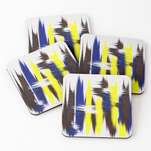 Item preview, Blue & Yellow Pulse – Modern Graphic Brushstrokes on White designed and sold by Ingorgia.