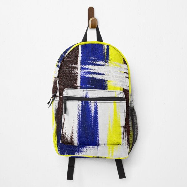 Item preview, Blue & Yellow Pulse – Modern Graphic Brushstrokes on White designed and sold by Ingorgia Studio.