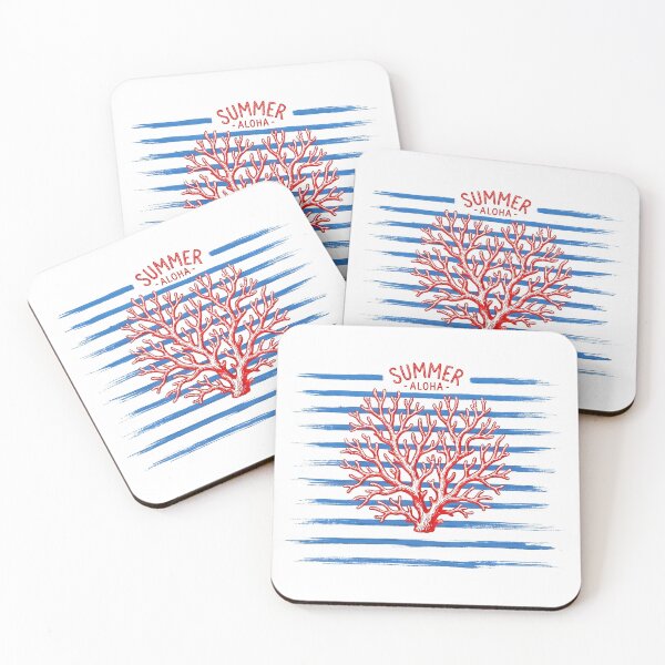 Item preview, Blue stripes and coral. Summer aloha for beach vacation designed and sold by LiluGross.