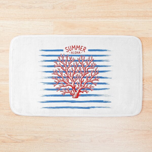 Item preview, Blue stripes and coral. Summer aloha for beach vacation designed and sold by LiluGross.