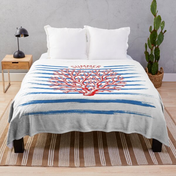 Item preview, Blue stripes and coral. Summer aloha for beach vacation designed and sold by LiluGross.