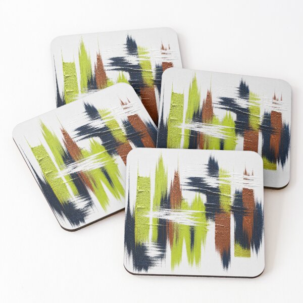 Item preview, Green & Brown Pulse – Modern Graphic Brushstrokes on White designed and sold by Giovanna Ingorgia.