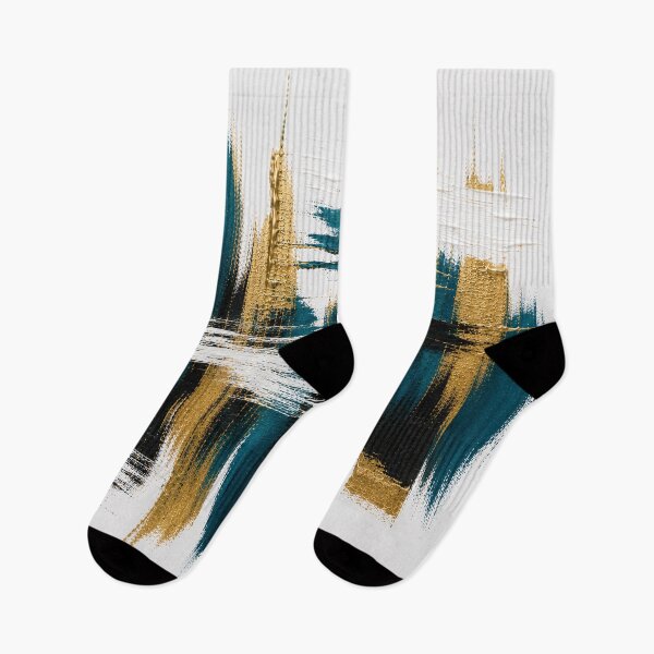 Item preview, Gold & Teal Pulse – Modern Graphic Brushstrokes on White designed and sold by Ingorgia.