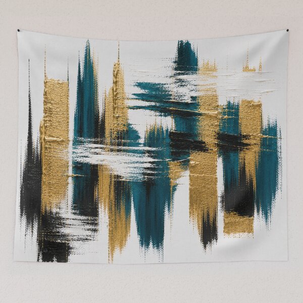Item preview, Gold & Teal Pulse – Modern Graphic Brushstrokes on White designed and sold by Giovanna2026.