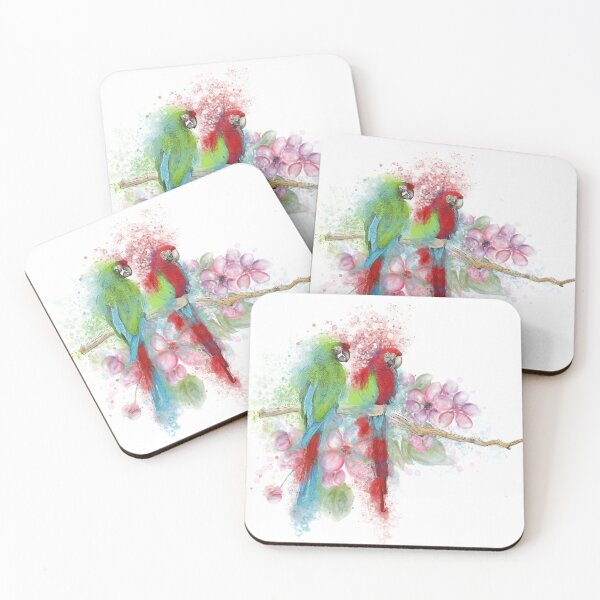 Item preview, Pintura digital en acuarela de guacamayos sobre fondo blanco designed and sold by svetlanna.