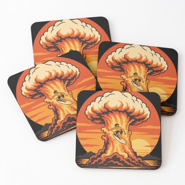 Item preview, Nuclear Surf While the World Burns Mushroom Cloud Surfing Cozy Apocalypse designed and sold by ShirtRemarks.