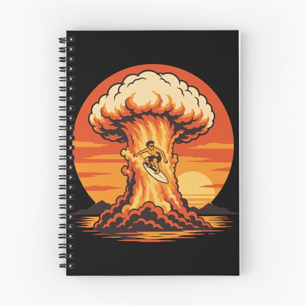 Item preview, Nuclear Surf While the World Burns Mushroom Cloud Surfing Cozy Apocalypse designed and sold by ShirtRemarks.