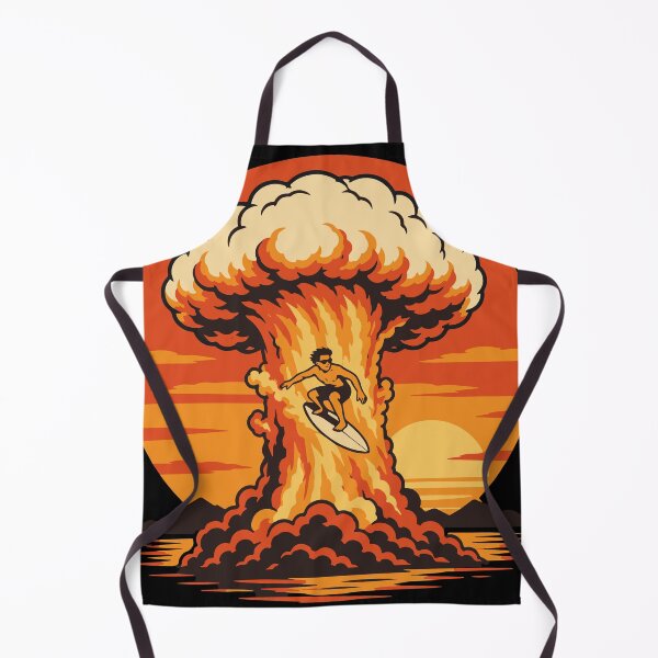 Item preview, Nuclear Surf While the World Burns Mushroom Cloud Surfing Cozy Apocalypse designed and sold by ShirtRemarks.