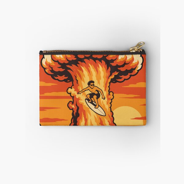 Item preview, Nuclear Surf While the World Burns Mushroom Cloud Surfing Cozy Apocalypse designed and sold by ShirtRemarks.