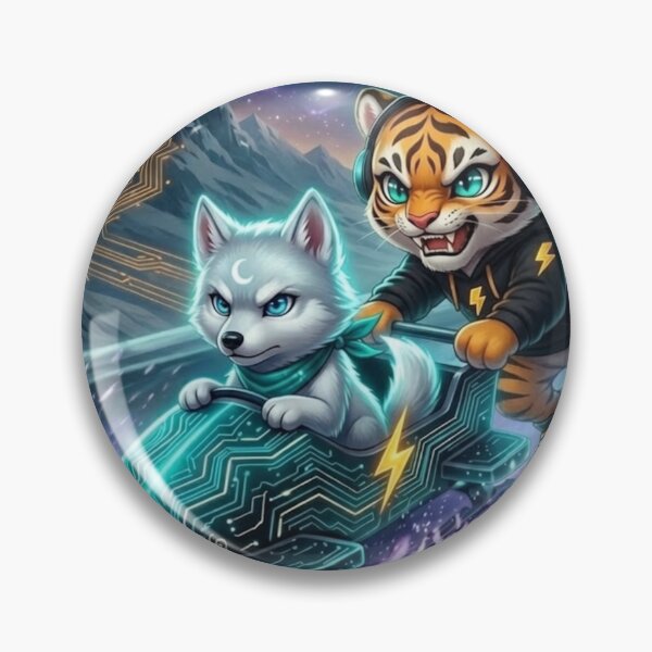 Item preview, Cyber Bobsled Push Start — AI Tiger Wolf Pup Race Art — NeoTigLuna designed and sold by NeoTigLuna.