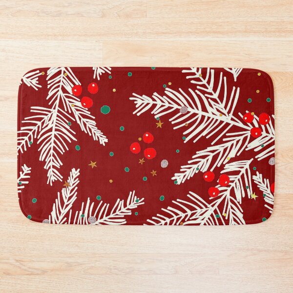Item preview, Christmas Pine Tree Snowy Branch Dark Red Pattern designed and sold by DEC02.
