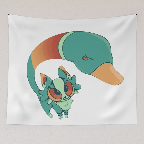 Item preview, Surreal Cat and Duck Illustration Weirdcore Graphic designed and sold by PhantomPalace.